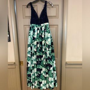 Navy and green formal (prom) dress